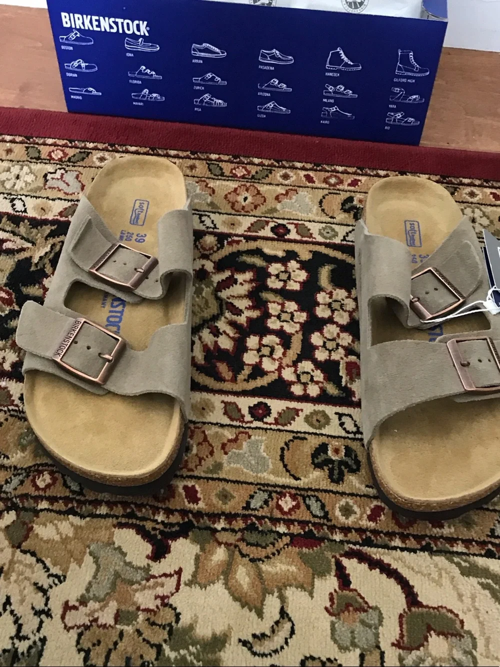 Birkenstock Men’s Arizona Suede Sandals in Taupe